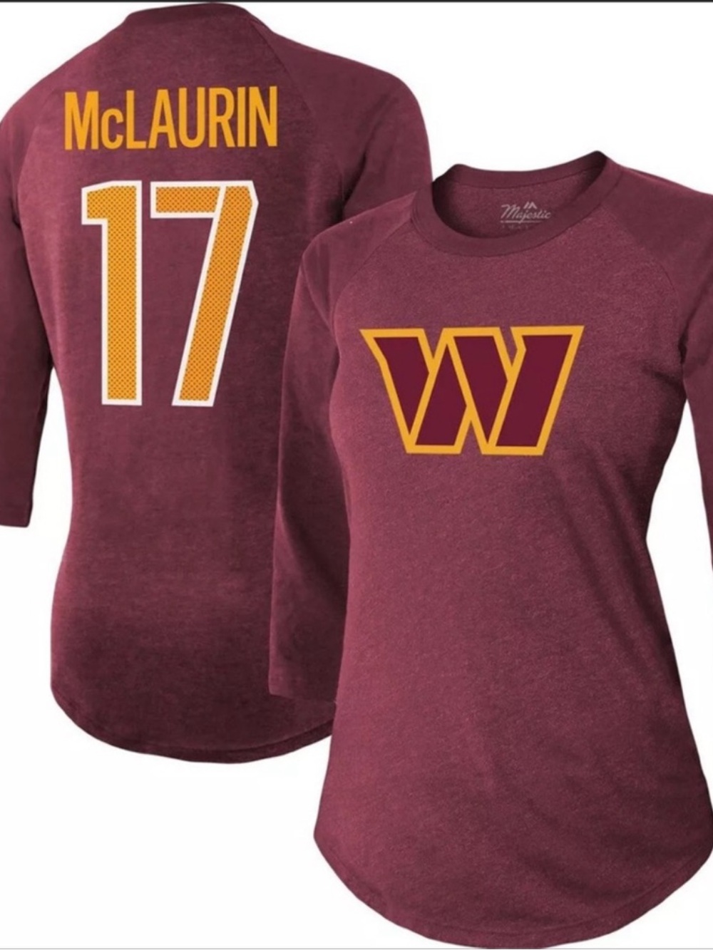 NWOT Washington Commanders McLaurin Raglan Shirt